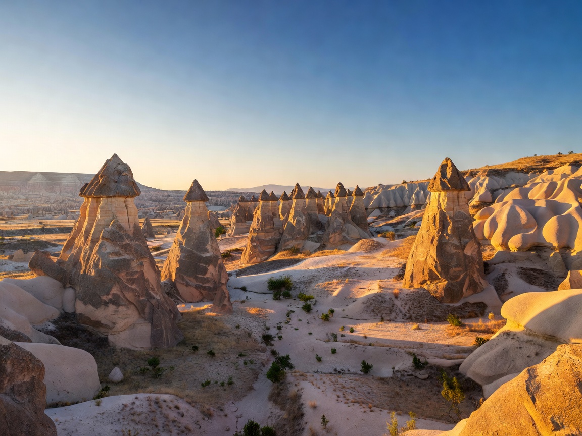 Cappadocia valley landscape with fairy chimney rock formations